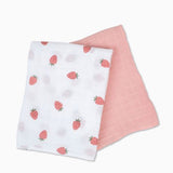 Lulujo - Cotton Swaddle - Strawberry / Pink - 2 Pack