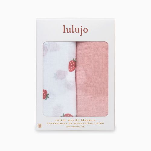 Lulujo - Cotton Swaddle - Strawberry / Pink - 2 Pack