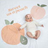 Lulujo - Single Cotton Swaddle & Cards - Sweet as a Peach