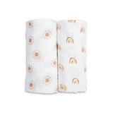 Lulujo - Cotton Swaddle - Rainbow & Suns 2 Pack