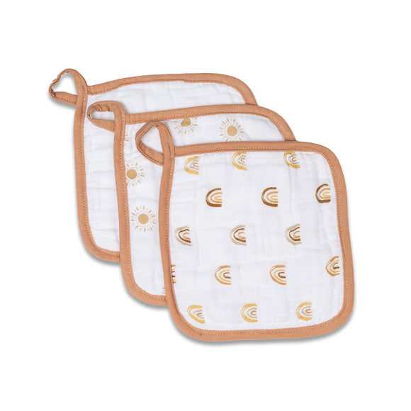 Lulujo - Washcloth - Rainbows , White & Suns 3 Pack