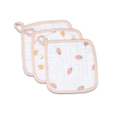 Lulujo - Washcloth - Peaches , White & Strawberries 3 Pack