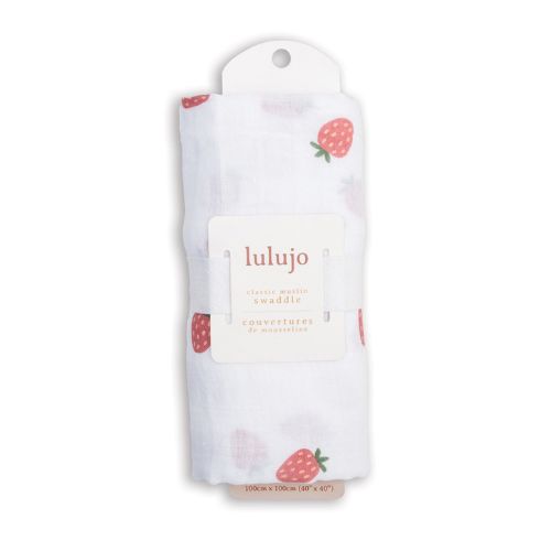 Lulujo - Muslin Swaddle - Strawberries
