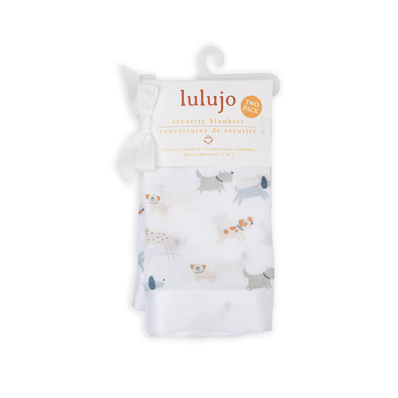 Lulujo - Muslin Security Comforter Blanket - Puppy Dog 2 Pack