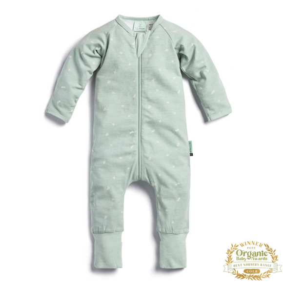 ergoPouch - Organic Layers Long Sleeve Babygrow - Sage - Mild 0.2 TOG