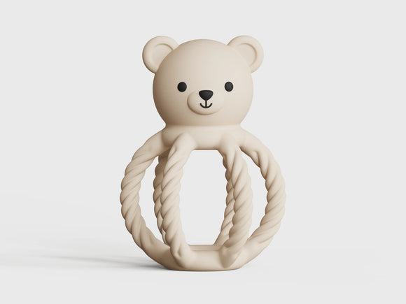Chewies&more - Silicone Teething Toy & Rattle - Bear - Beige
