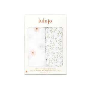 Lulujo - Cotton Swaddle - Daisy / Greenery - 2 Pack