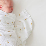 Lulujo - Cotton Swaddle - Bees / Dots - 2 Pack