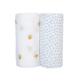 Lulujo - Cotton Swaddle - Bees / Dots - 2 Pack