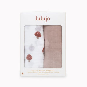 Lulujo - Cotton Swaddle - Mushroom / Sand - 2 Pack