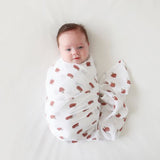 Lulujo - Cotton Swaddle - Mushroom / Sand - 2 Pack