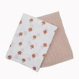 Lulujo - Cotton Swaddle - Mushroom / Sand - 2 Pack