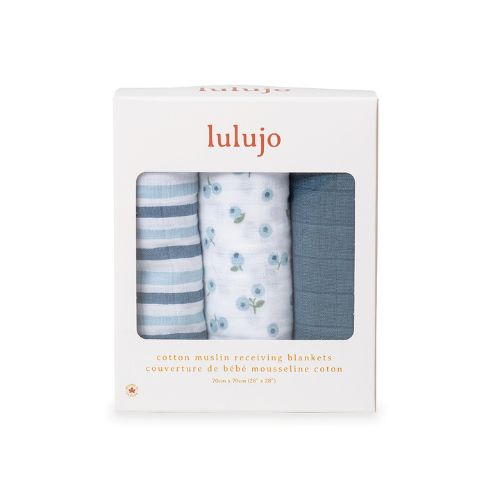 Lulujo -Mini Muslin Cloths -Minis Blueberries 3pk