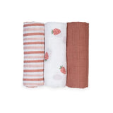 Lulujo -Mini Muslin Cloths -Strawberries 3pk