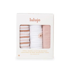 Lulujo -Mini Muslin Cloths -Daisies 3pk