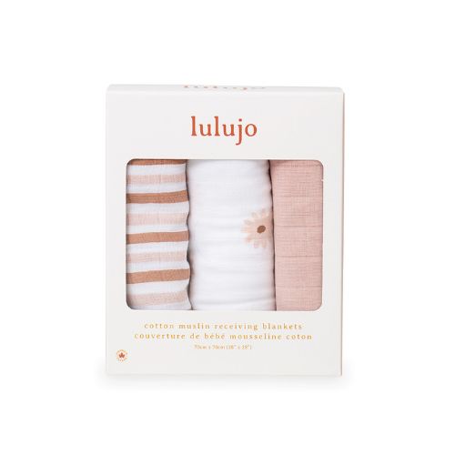 Lulujo -Mini Muslin Cloths -Daisies 3pk
