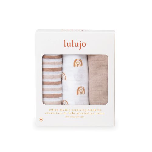 Lulujo -Mini Muslin Cloths -Rainbow 3pk