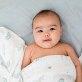 Lulujo - Large Muslin Swaddle - Rainbows and Unicorns