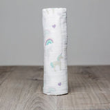 Lulujo - Large Muslin Swaddle - Rainbows and Unicorns