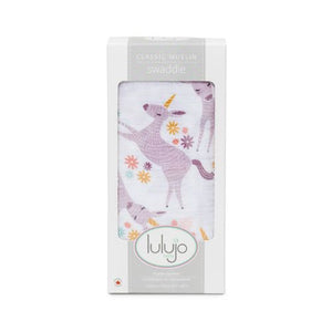 Lulujo - Large Muslin Swaddle - Unicorn