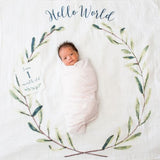 Lulujo - Single Cotton Swaddle & Cards -Hello Word