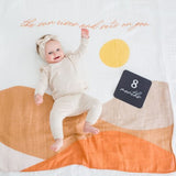 Lulujo - Baby's First Year Gift Set -  Cotton Swaddle & Cards - Sun Rises