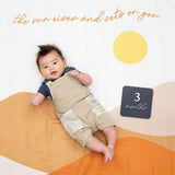 Lulujo - Baby's First Year Gift Set -  Cotton Swaddle & Cards - Sun Rises