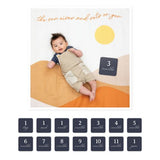 Lulujo - Baby's First Year Gift Set -  Cotton Swaddle & Cards - Sun Rises