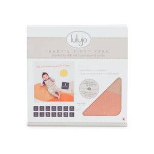 Lulujo - Baby's First Year Gift Set -  Cotton Swaddle & Cards - Sun Rises