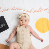 Lulujo - Baby's First Year Gift Set -  Cotton Swaddle & Cards - Sun Rises