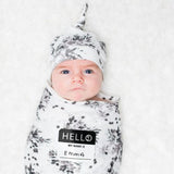 Lulujo - Bamboo Hat and Swaddle - Black Floral
