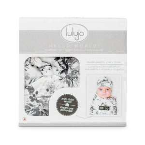 Lulujo - Bamboo Hat and Swaddle - Black Floral