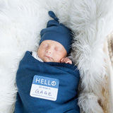 Lulujo - Hello World Bamboo Hat and Swaddle Gift Set - Navy