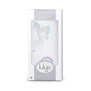 Lulujo - Large Muslin Swaddle - Rainbows and Unicorns